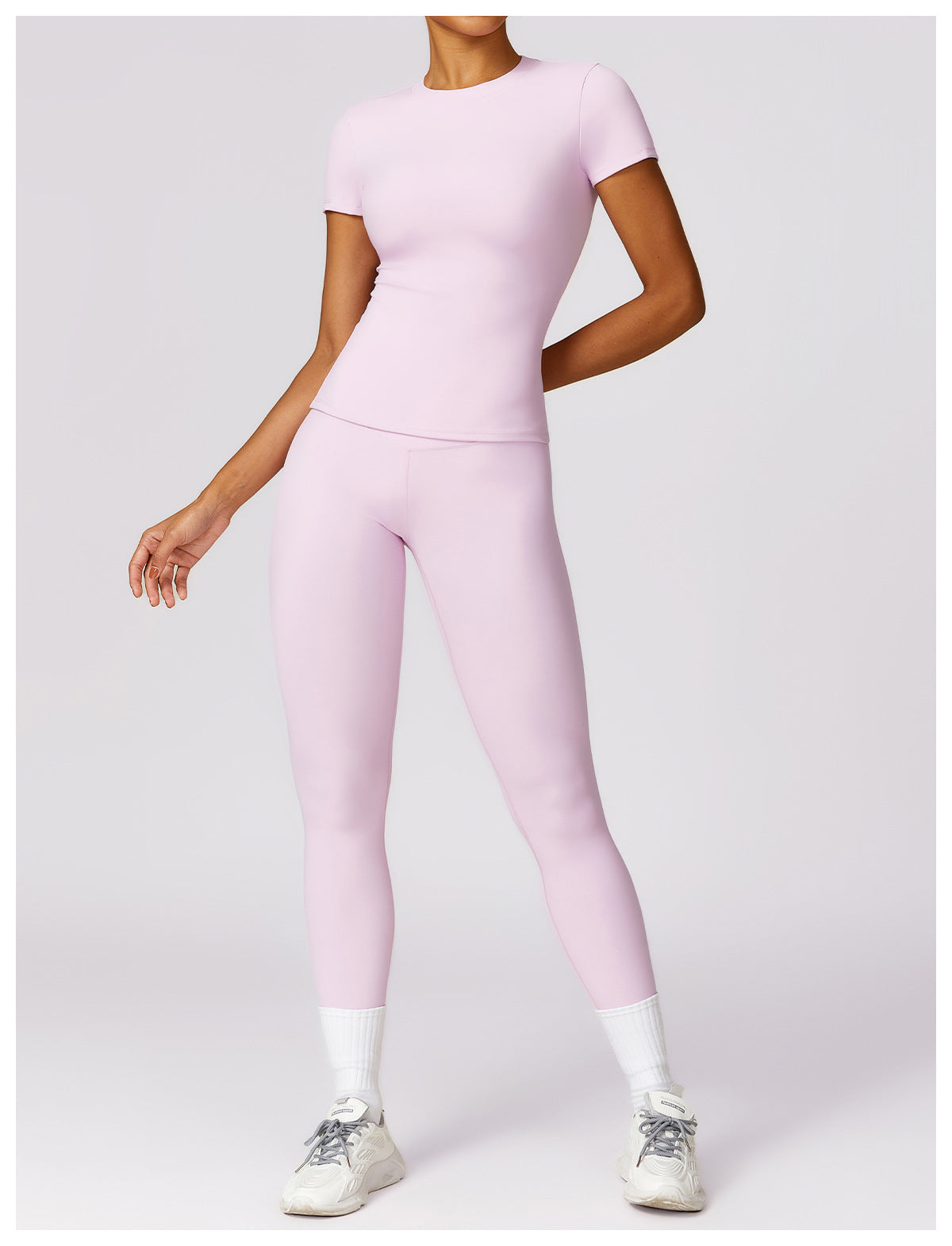 Women's Suit New Fashion Outdoor Running Short-sleeved Fitness Jacket High Waist Hip Quick-drying Yoga Pants.