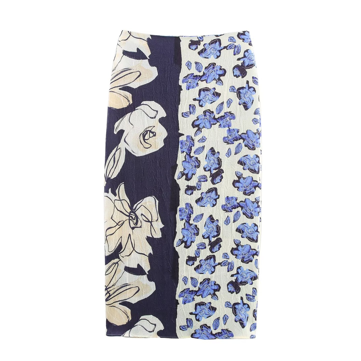 Women's Summer Fashion Casual Satin Texture Printed Midi Skirt