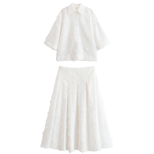 Women's new fashion Tassel decoration casual single breasted seven quarter sleeved shirt+Skirts Women's suit