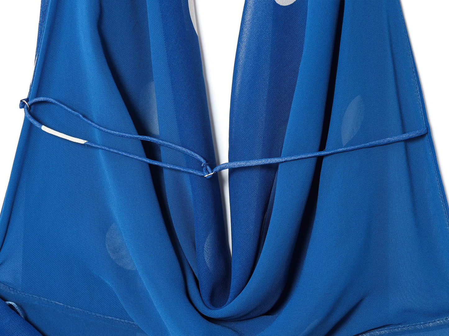 Women's new fashion with scarf polka dot print hanging neck MIDI dress