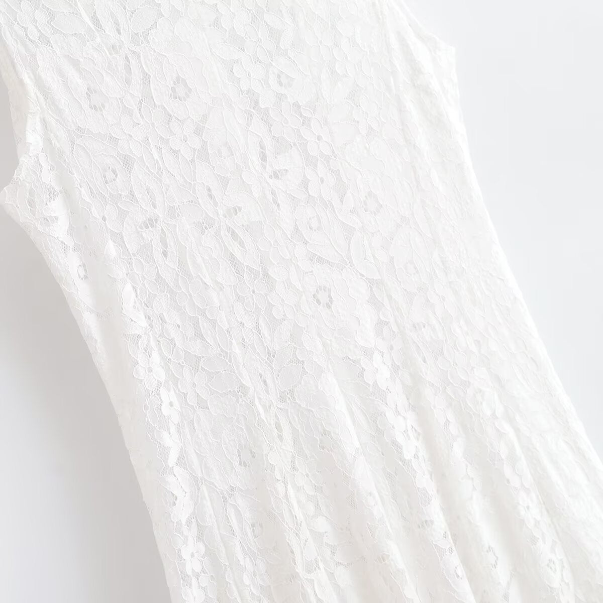 Women's 2025 New Fashion Lace Splicing Sleeveless Midi Dress