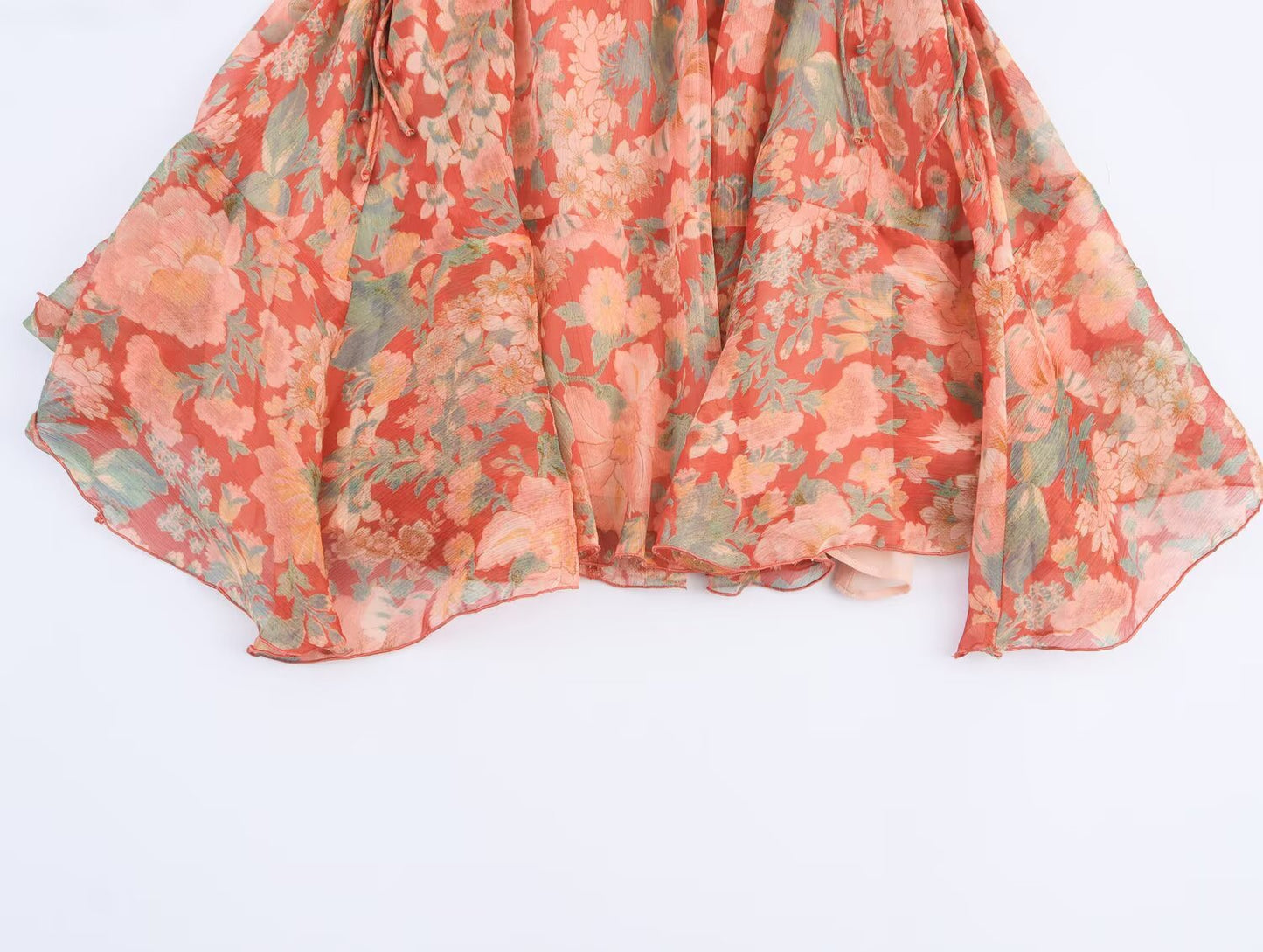 Women's Summer Fashion Printed V-neck Lantern Sleeve Mini Dress