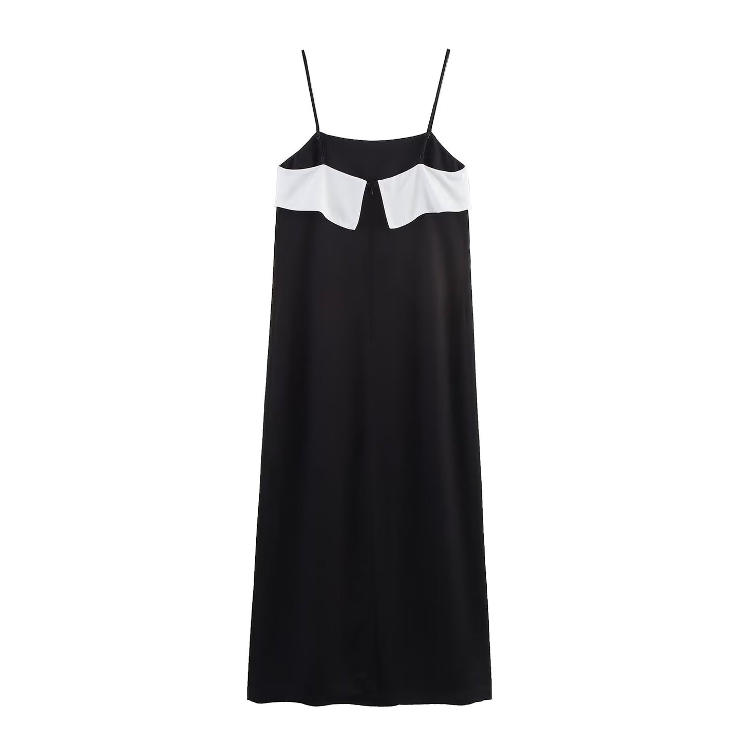 Women's' New Fashion Sleeveless Satin Texture Splicing suspender Midi Dress