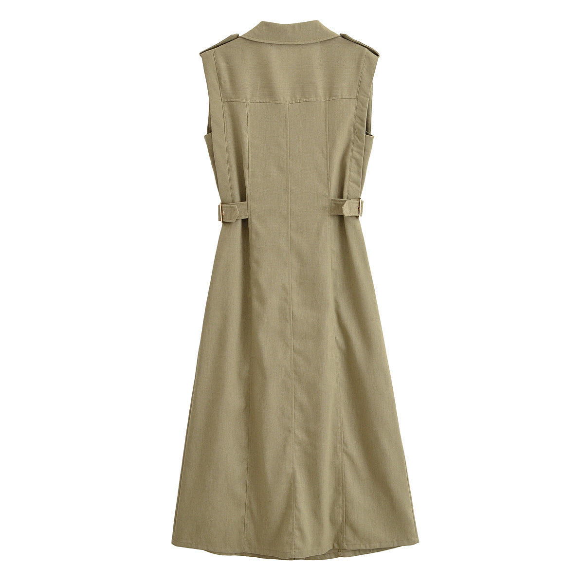 Women's new fashion Casual Linen Blended Shirt Style Midi Dress Retro Sleeveless Women's Dress