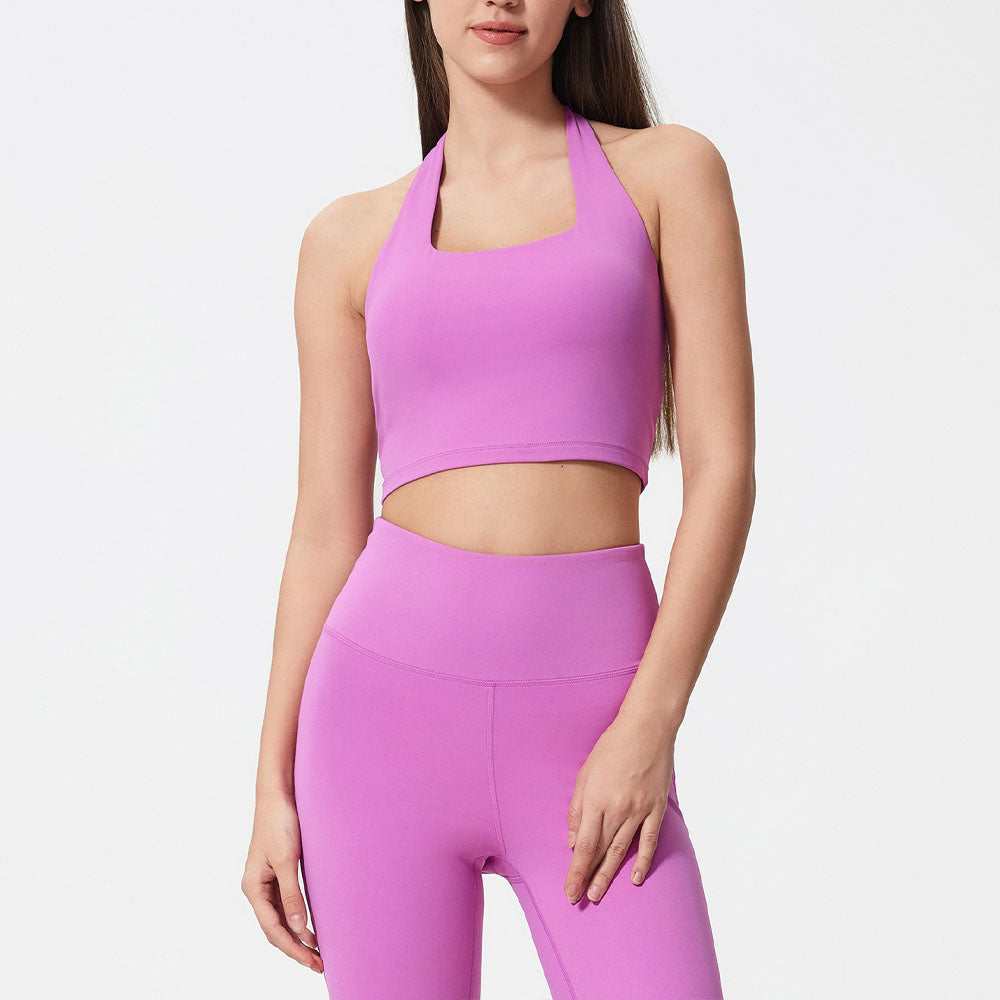 Women's Fashion Hanging Neck Tube Top Type Beautiful Back Sports Bra Folding Movement Bra