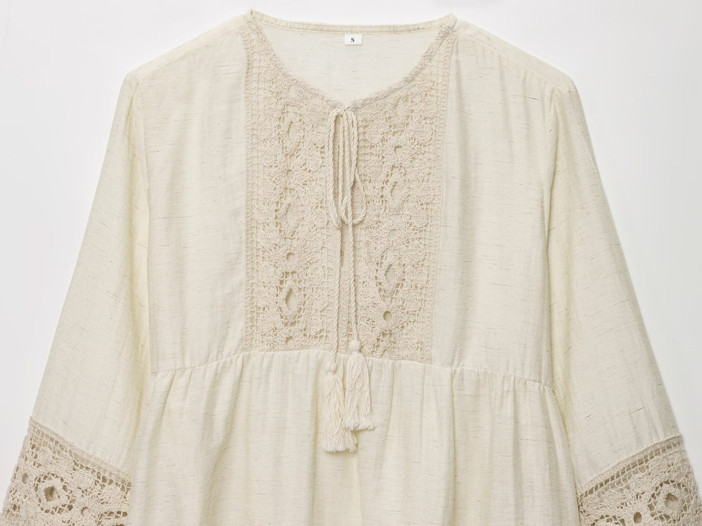 Women's New Fashion Crochet Knitted Splicing Long Sleeve Shirt