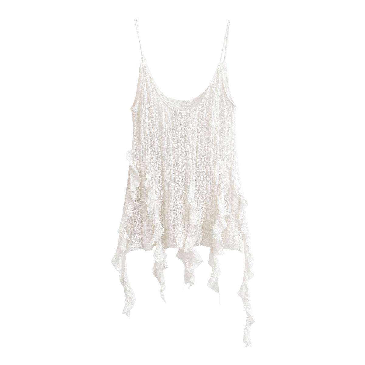 Women's new fashion ruffle edge decoration suspender lace top+Pants Women's suit