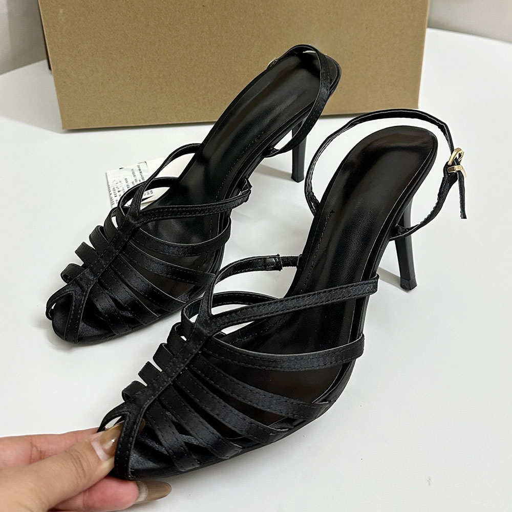 2026 women's new woven hollow high-heeled sandals