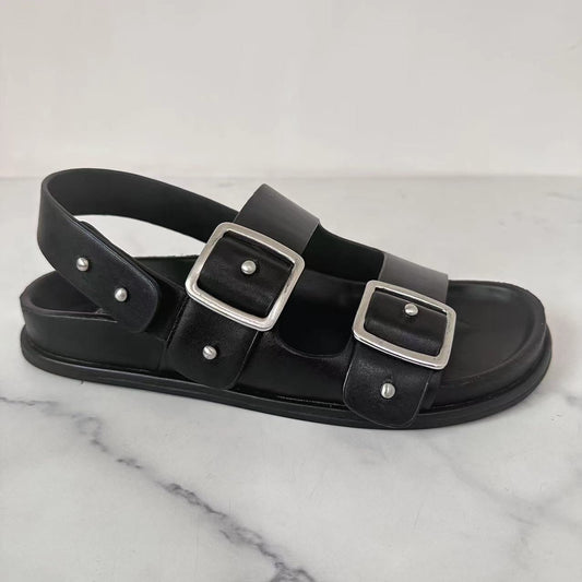 Women's New Casual Joker Rivet Decorative Flat-bottomed Beach Slippers Sandals