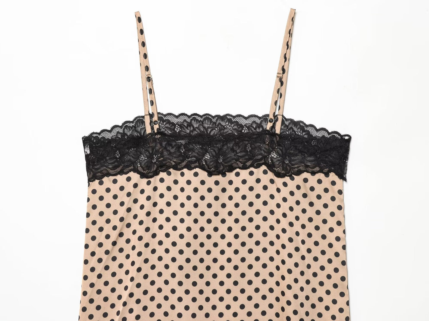 Women's lace decorative polka dot suspender dress