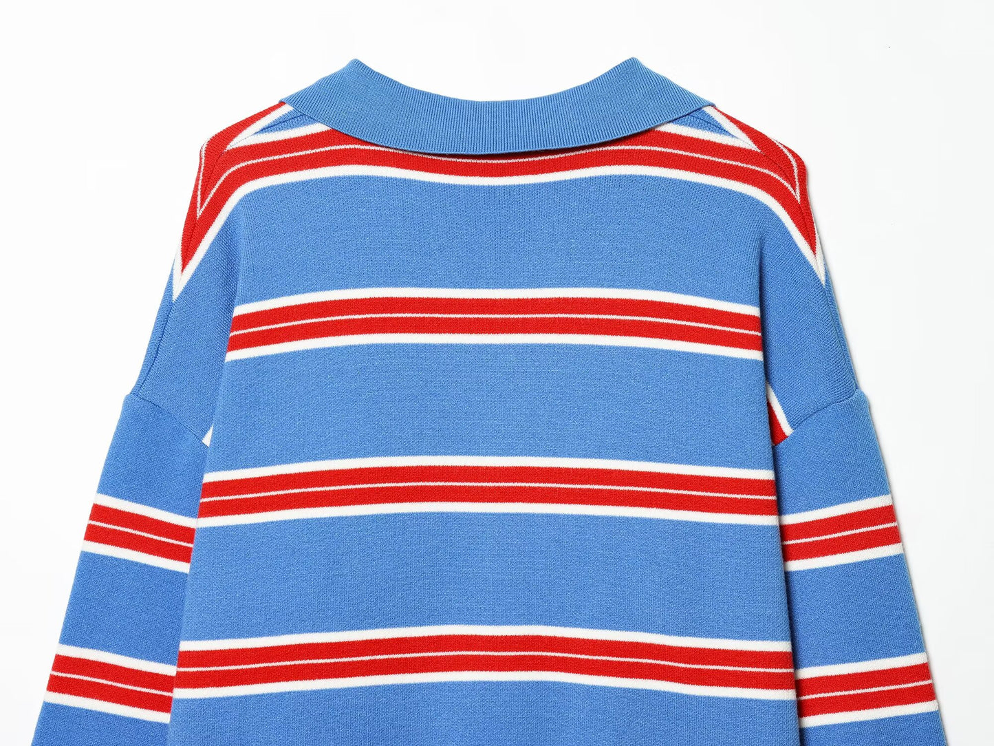 Women's casual striped knitted polo shirt