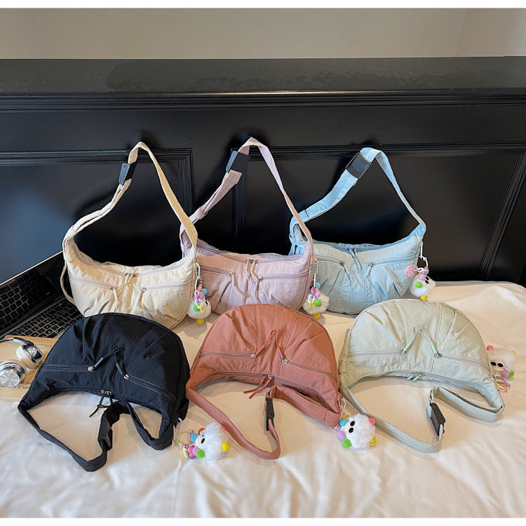 LU Women's new casual Joker lightweight pleated shoulder bag Messenger bag large capacity female bag