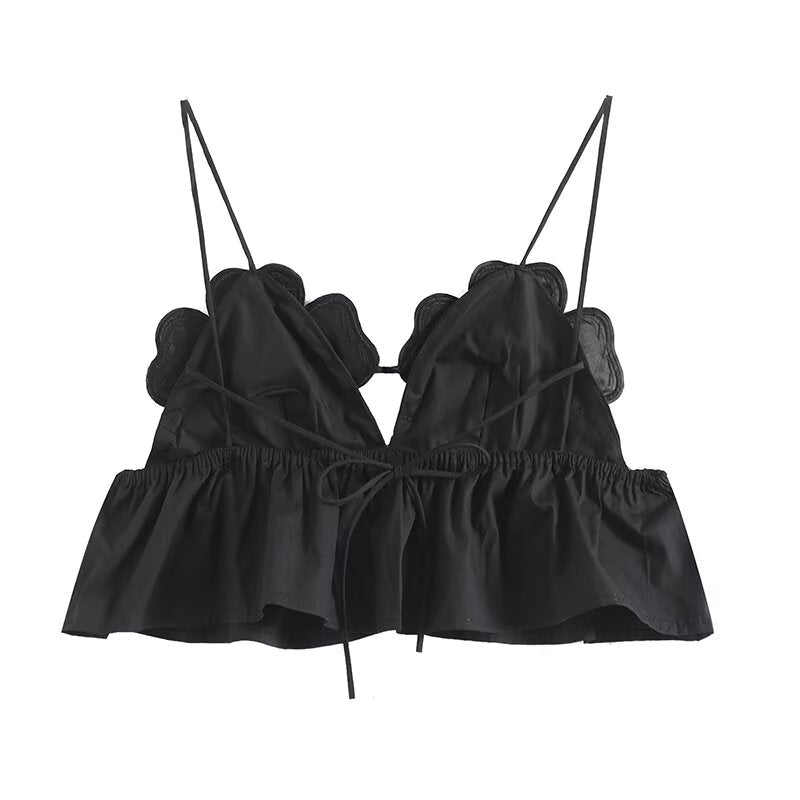 Women's new fashion flower bead decoration suspender top retro sleeveless women's vest chic top