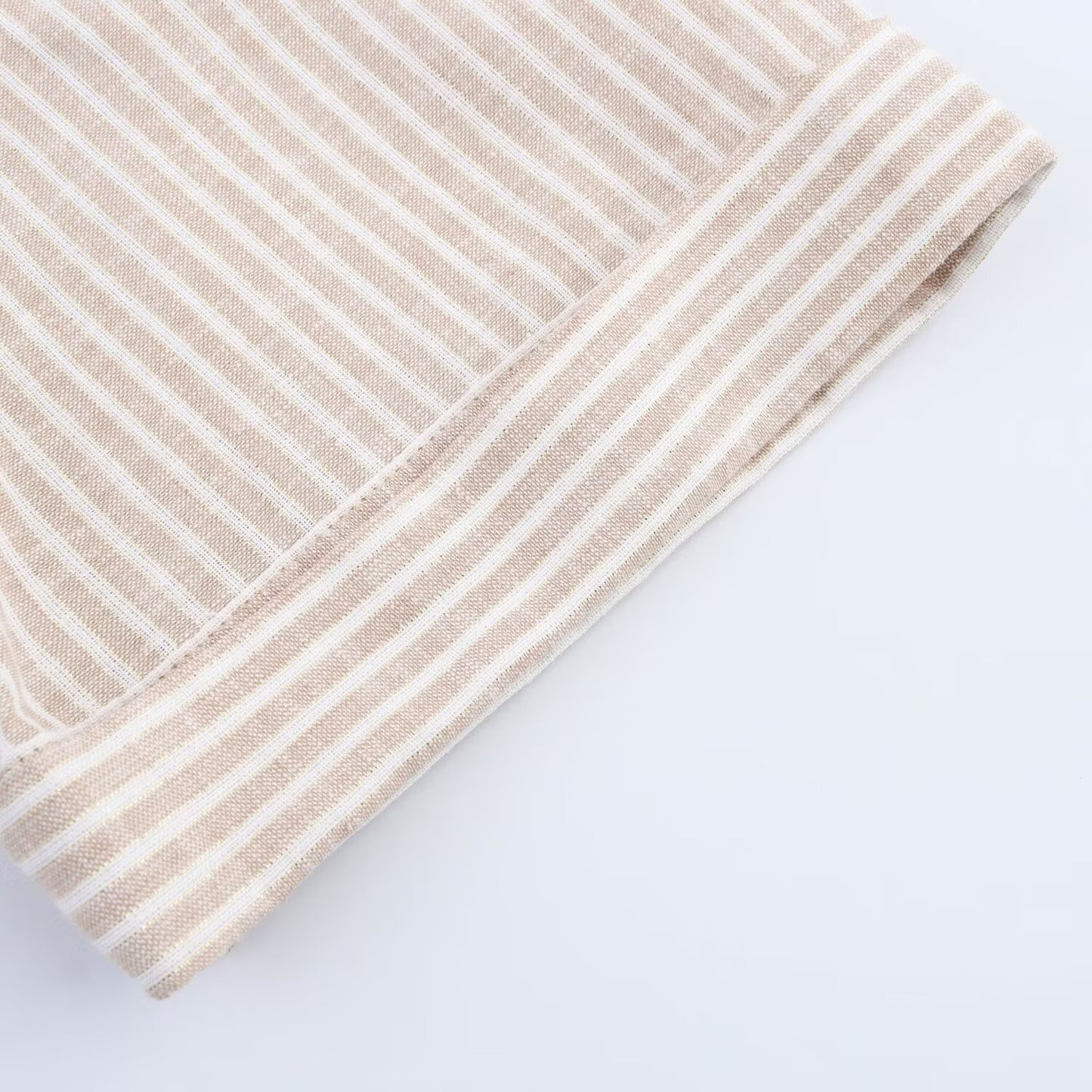 Women's 2025 new fashion casual single breasted striped shirt retro short sleeved women's shirt chic top