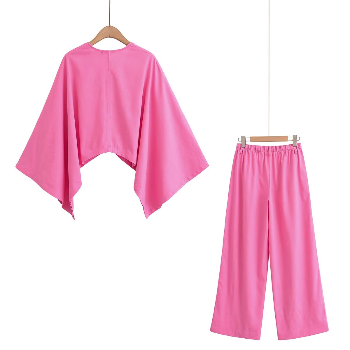 suit Women's 2 pieces new V-neck asymmetrical cape style top+Pants suit