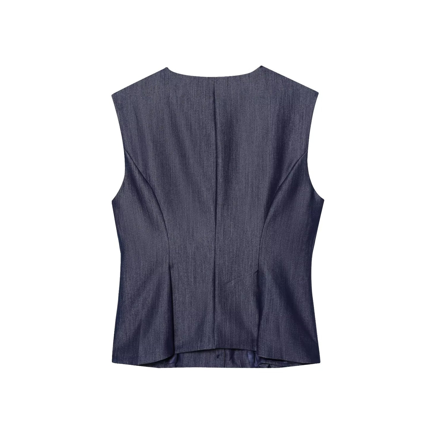 Women's new fashion slim single breasted linen blend Pleated vest + Pants Women's suit