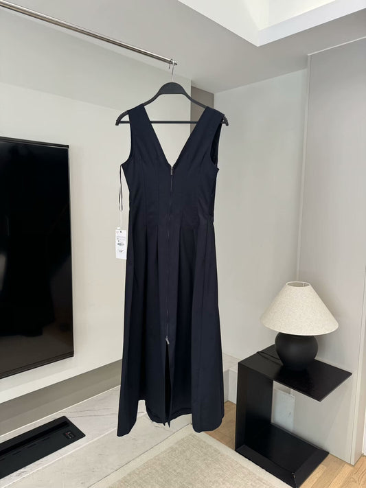 Women's 2025 chic fashion zipper midi dress retro sleeveless dress 