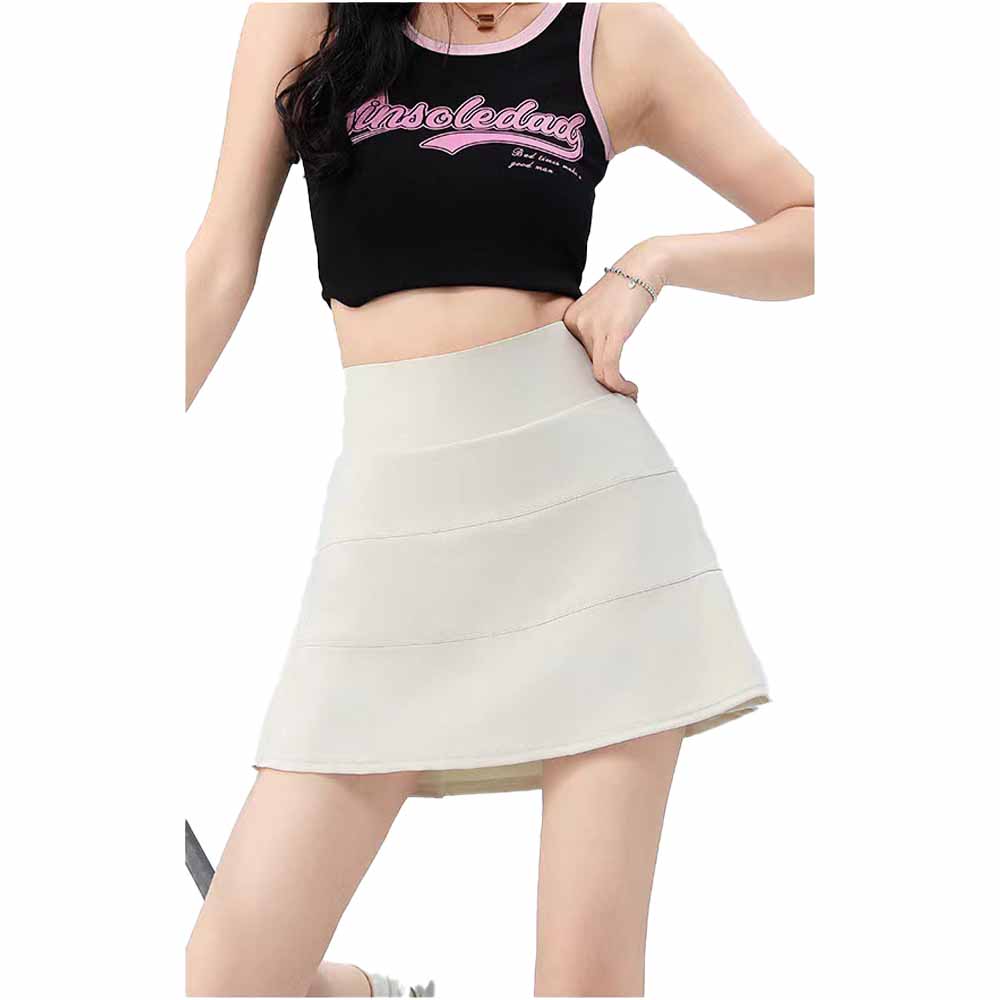LU Women's one-piece skirt pants anti-exposure plus size, high waist, slim and slim, wearing a running fitness Joker bottoming skirt.