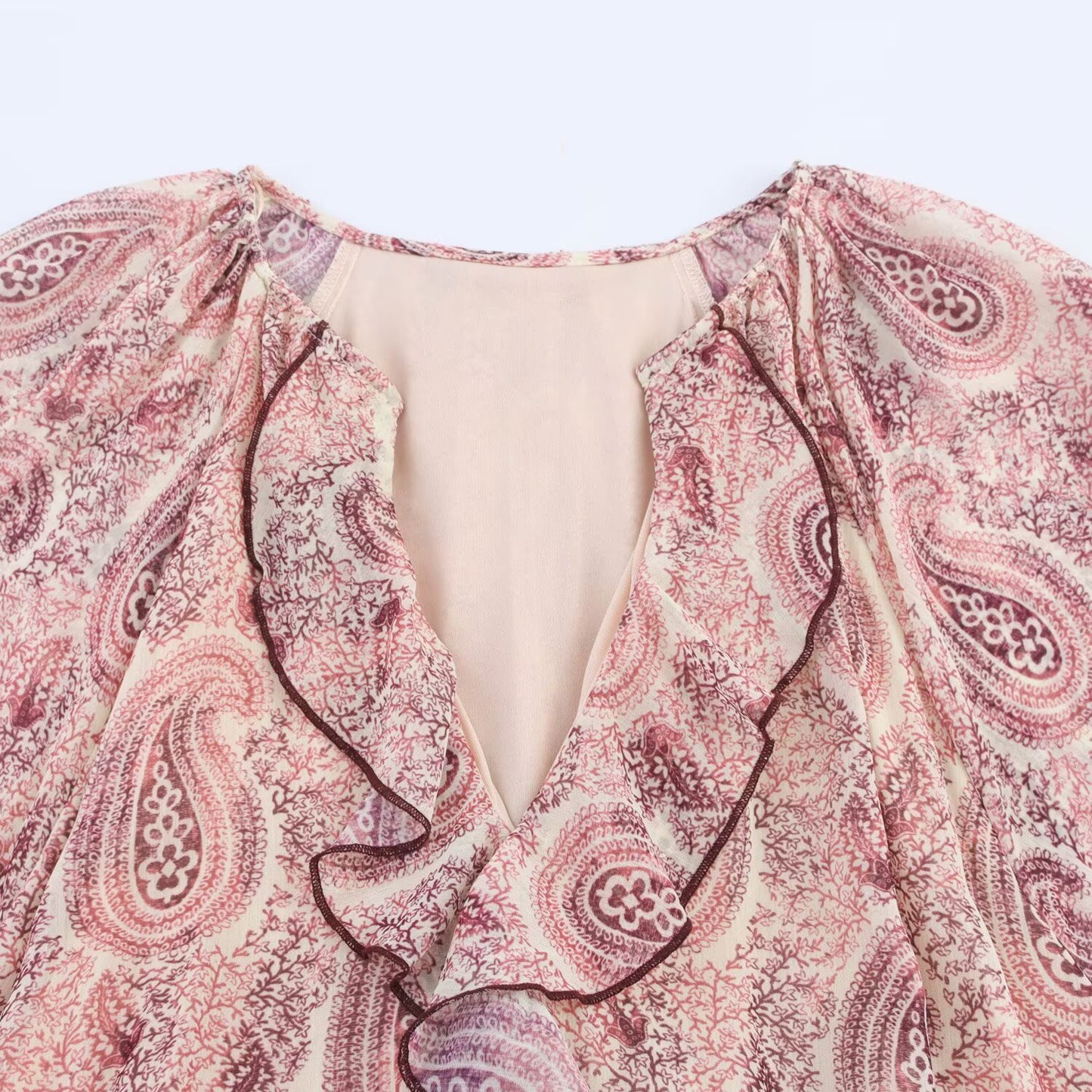 Women's new Fashion printed chiffon V-neck MIDI dress