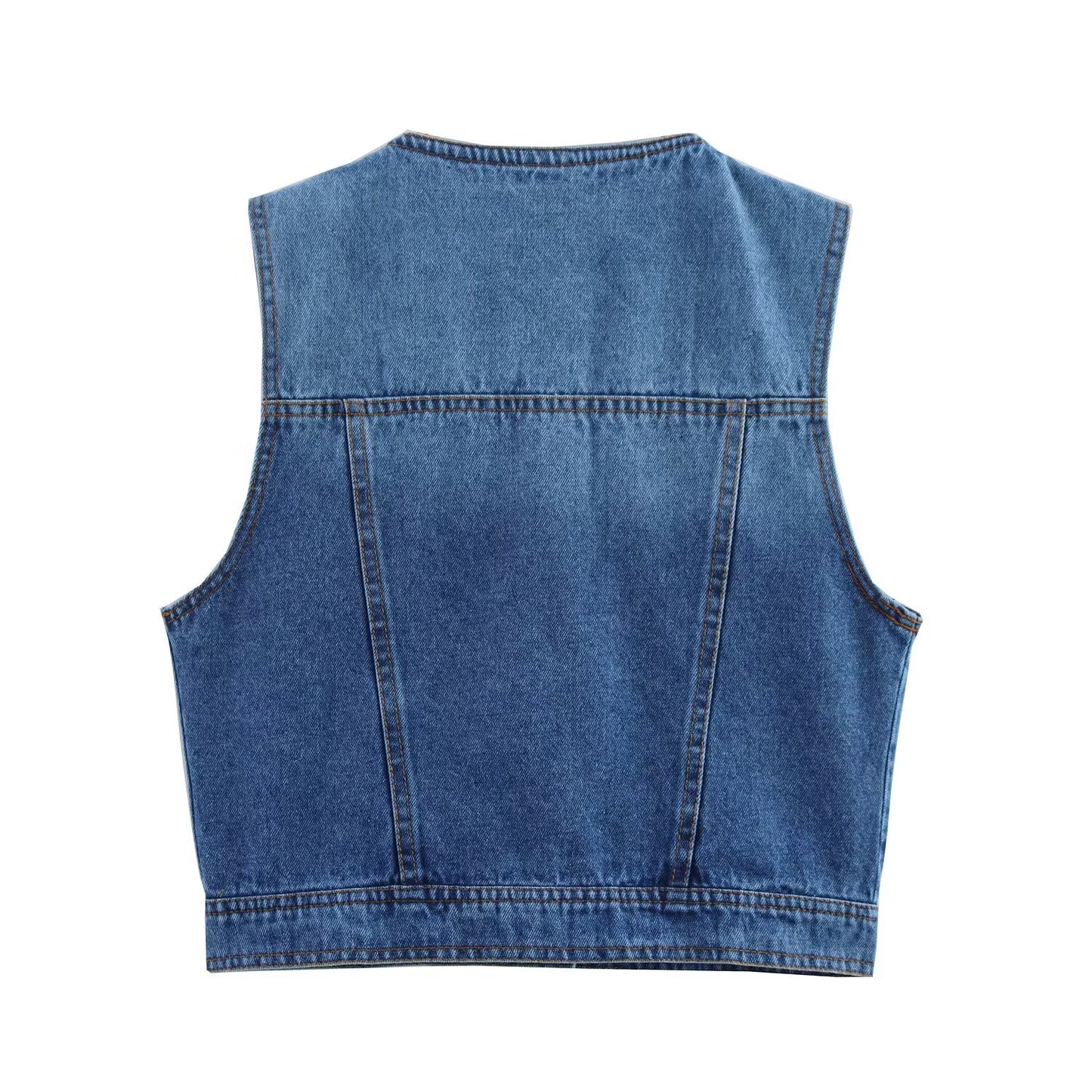 Women's new fashion short single breasted V-neck denim vest+Jeans Women's suit