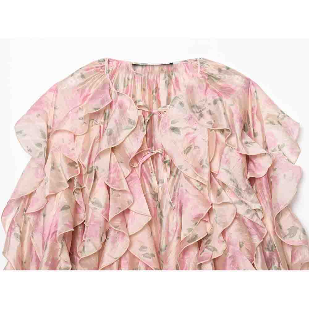 Women's 2025 new fashion lace up design ruffled long sleeved shirt