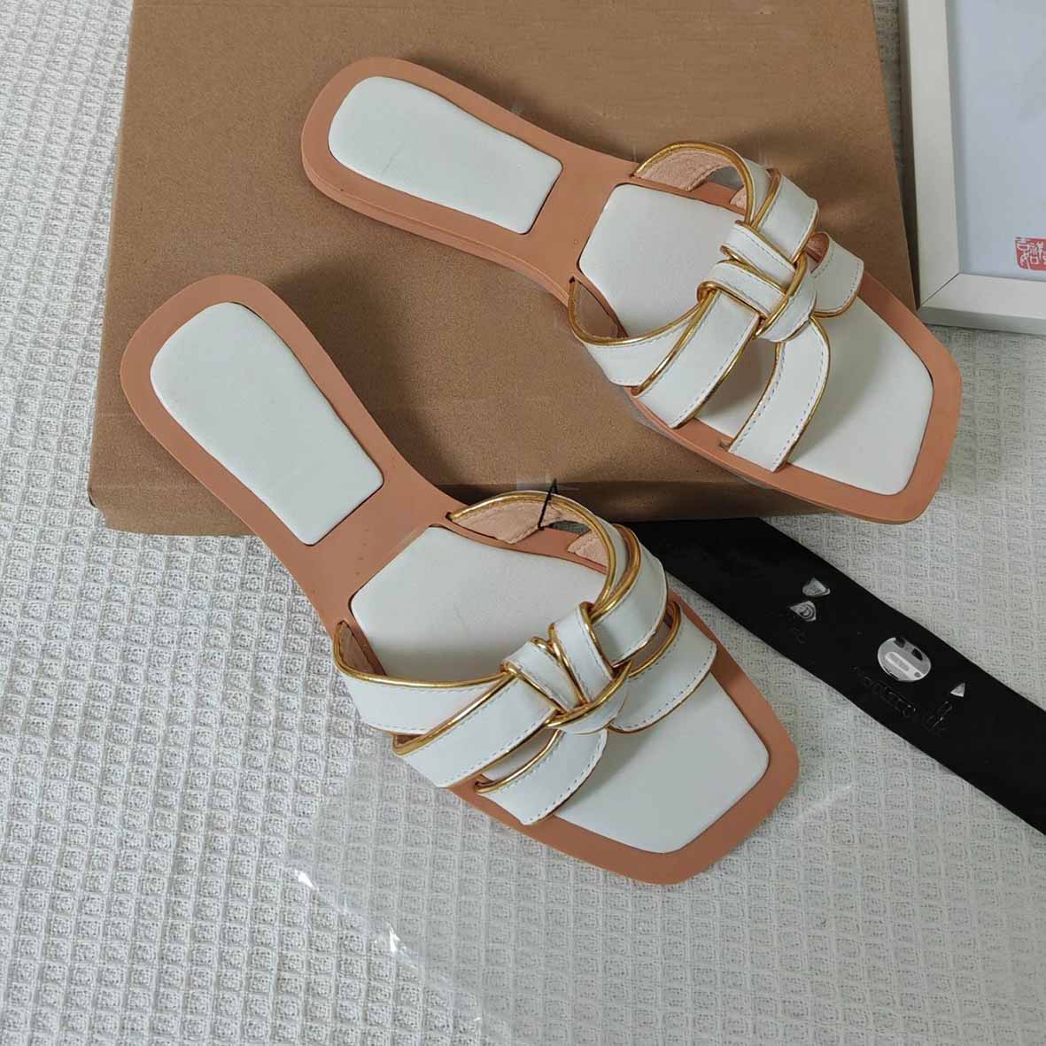 Women's New Fashion Casual Joker Woven Flat-bottomed Women's Slippers and Shoes