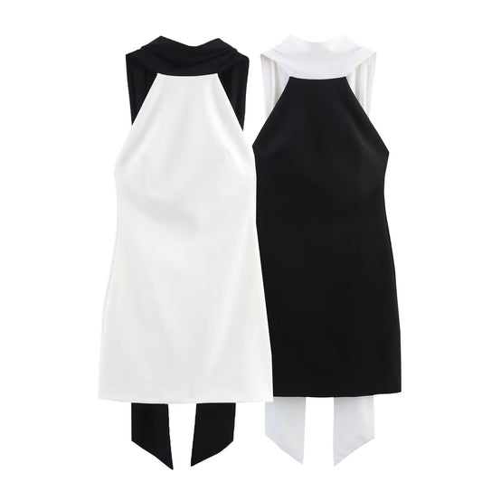 Women's 2025 new fashion sleeveless patchwork mini dress