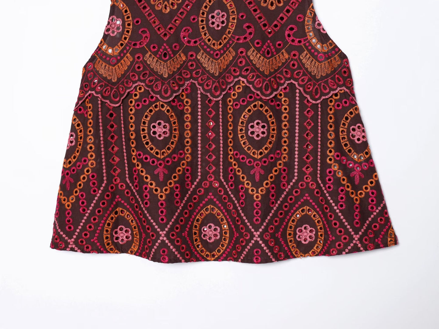 suit Women's 2 pieces hollowed out embroidered O-Neck top+Skirts