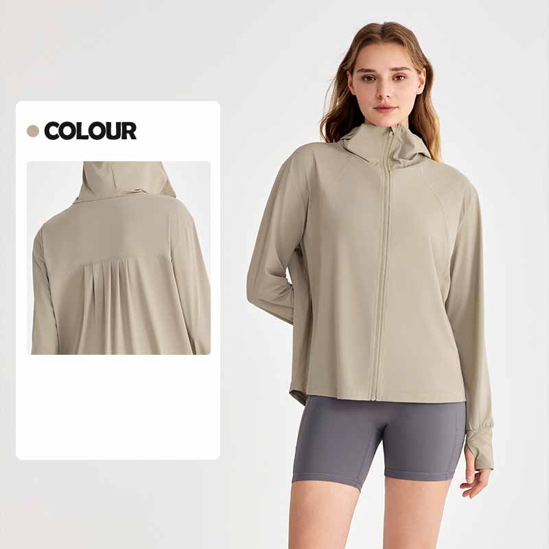 Women's New Fashion Joker Outdoor Sports Loose Cool Breathable Hooded Sunscreen Coat Hip Sunscreen Clothing.
