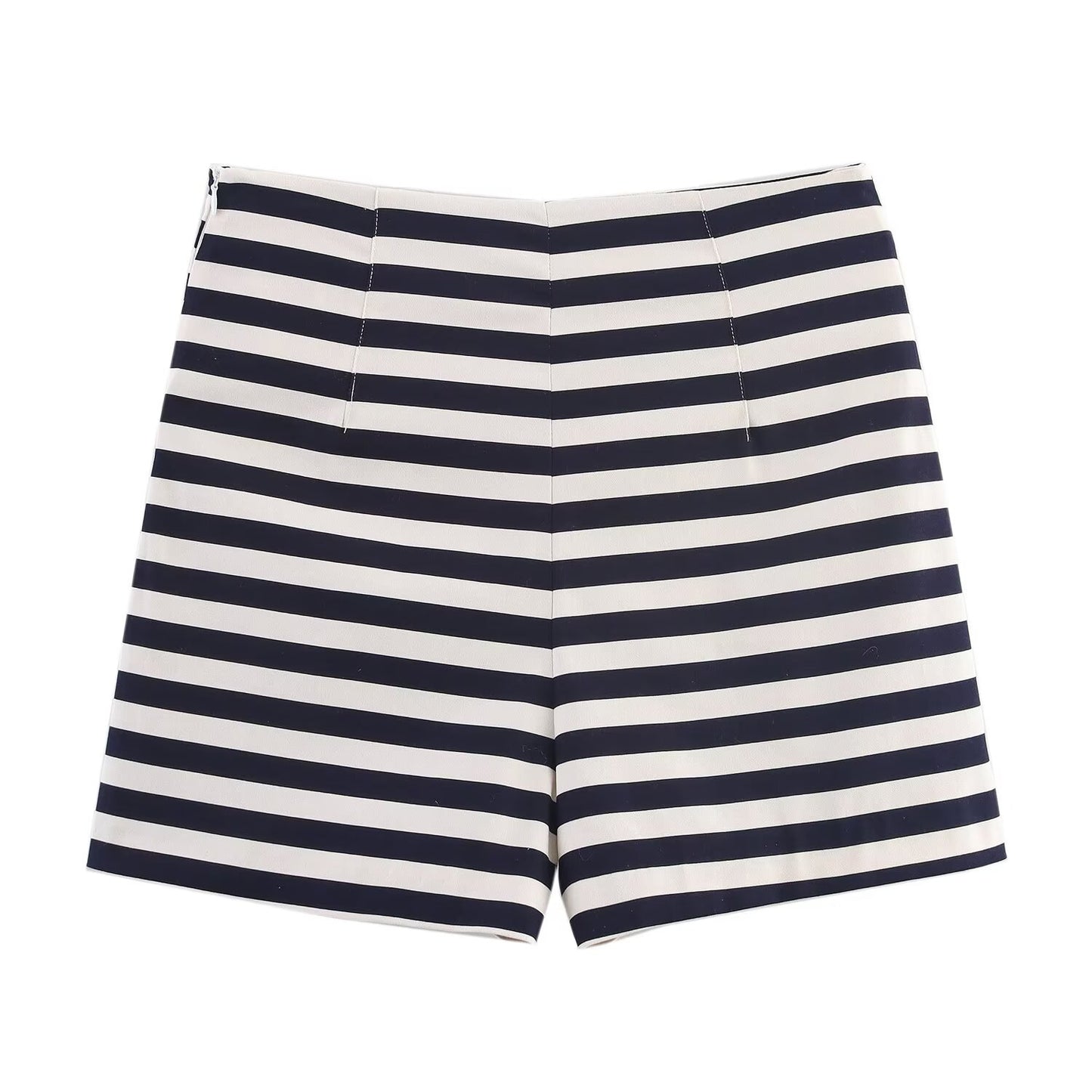 Women's chic Fashion side pocket high waist casual striped shorts