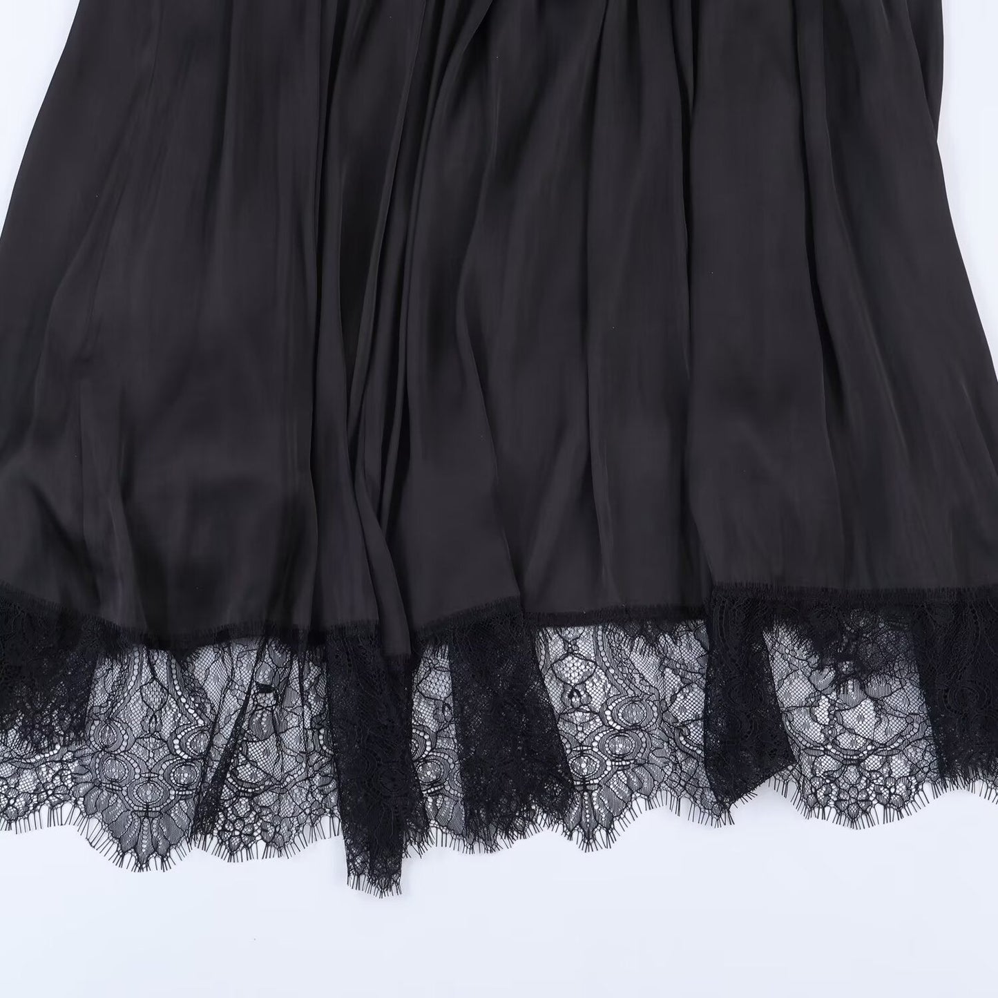 Women's satin textured hanging neck collar dress