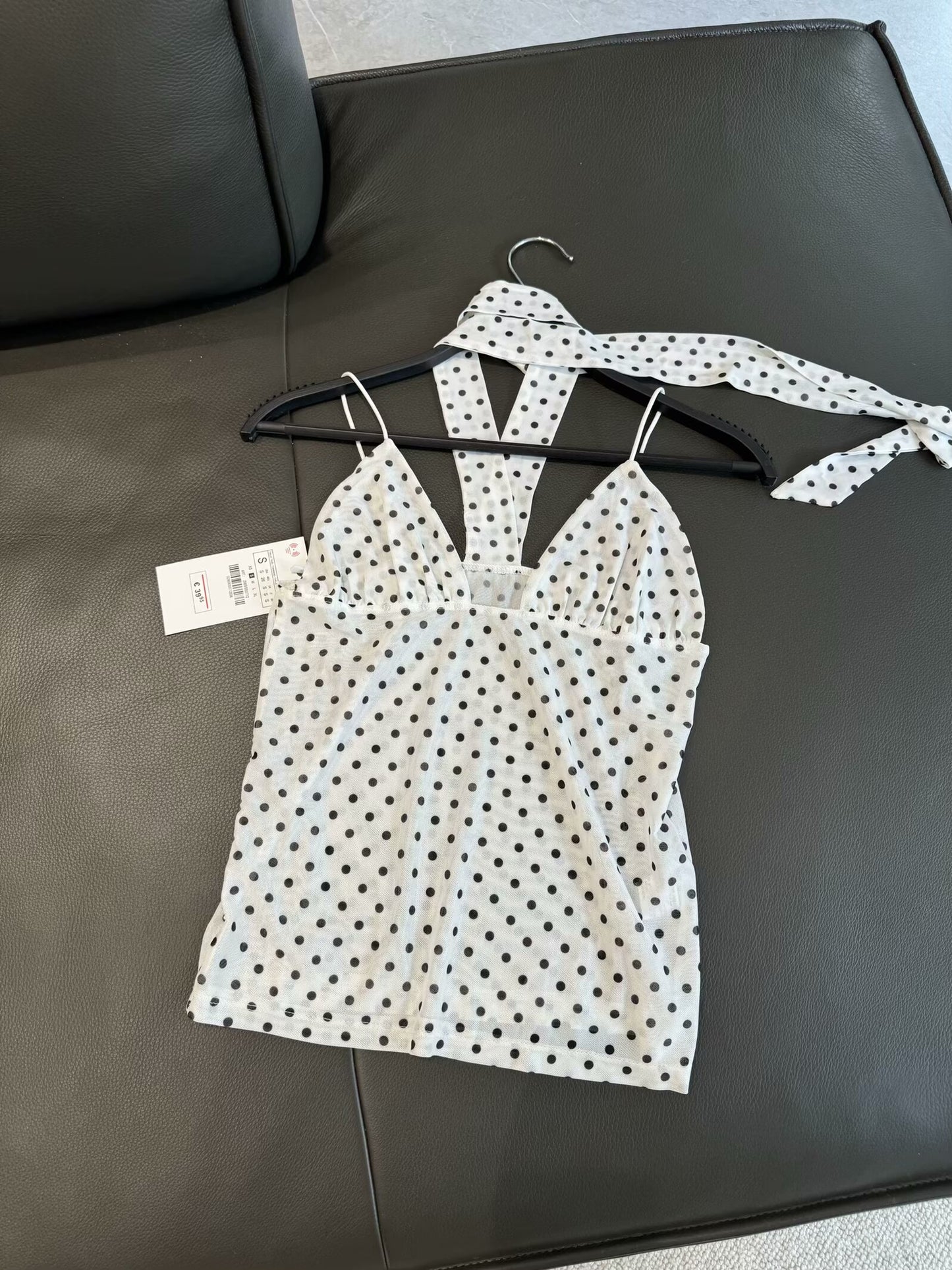 Women's new fashion scarf decoration polka dot print suspender top