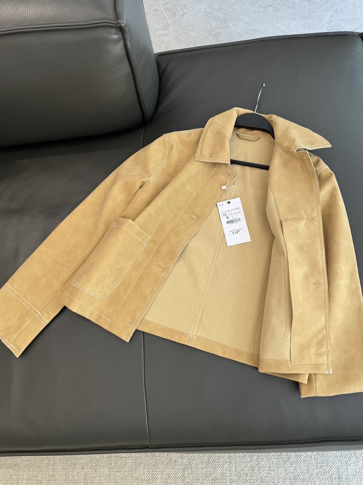 Women's autumn fashion casual suede texture leather Coat