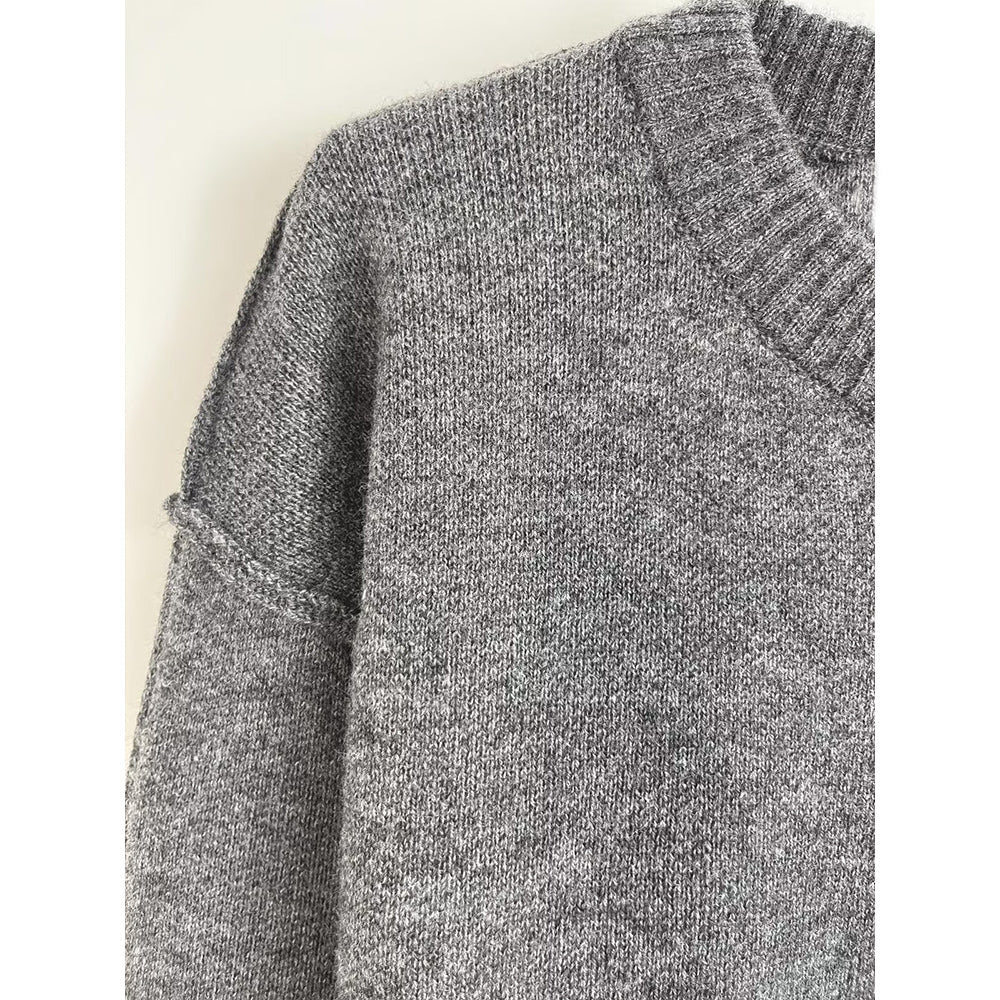 Women's new fashion soft texture spliced O-Neck knitted cardigan