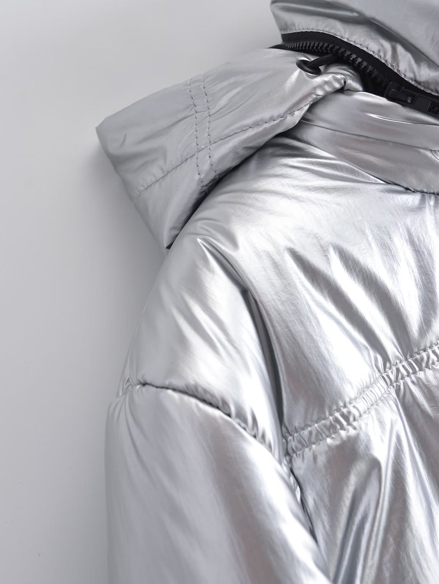 Women's metal series short thick hooded cotton Coat