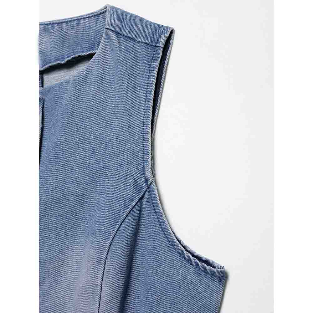 Women's 2025 new fashion slim single breasted denim vest+Jeans Women's suit