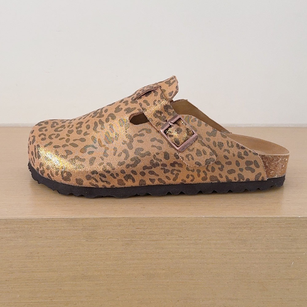 Women's 2026 new fashion cork Leopard round-headed slippers