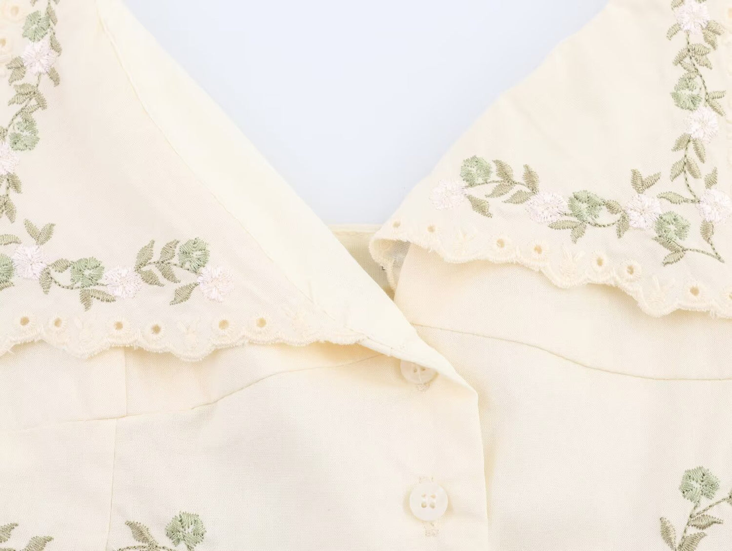 Ladies' New Fashion Slim Single breasted Embroidered Poplin suspender Top