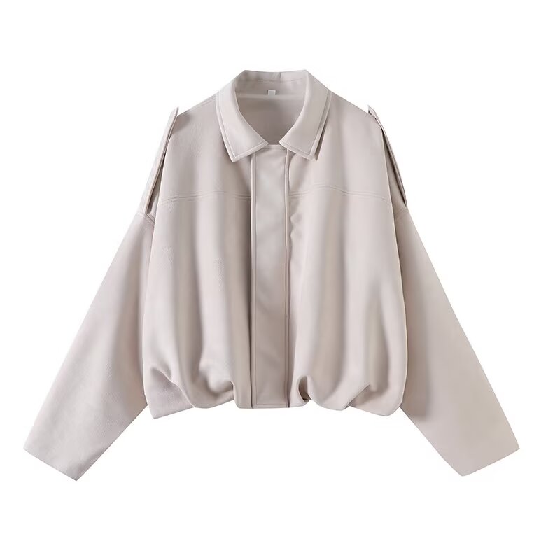 Women's new Fashion suede texture loose casual long sleeved shirt jacket coat