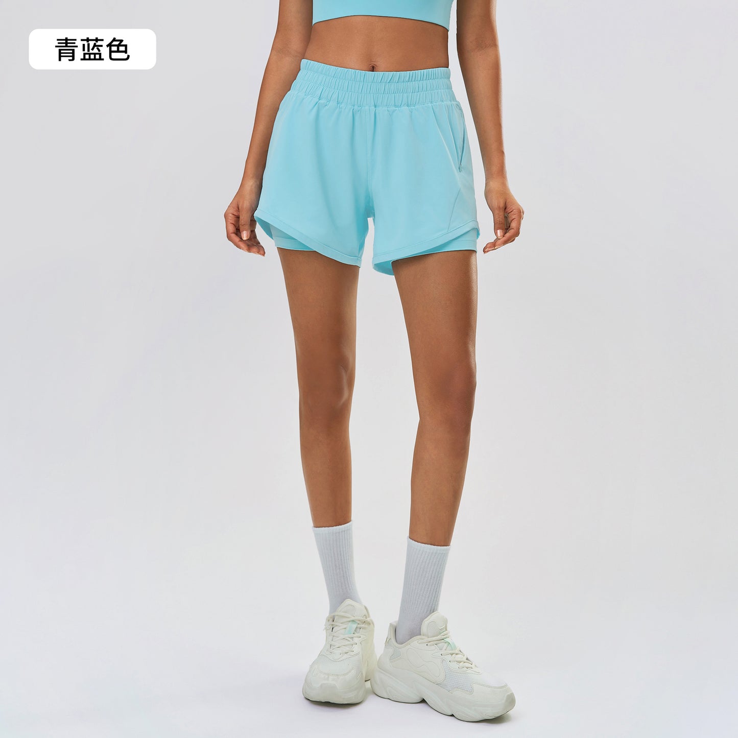 Women's quick-drying breathable shorts fake two-piece anti-exposure yoga fitness hot pants