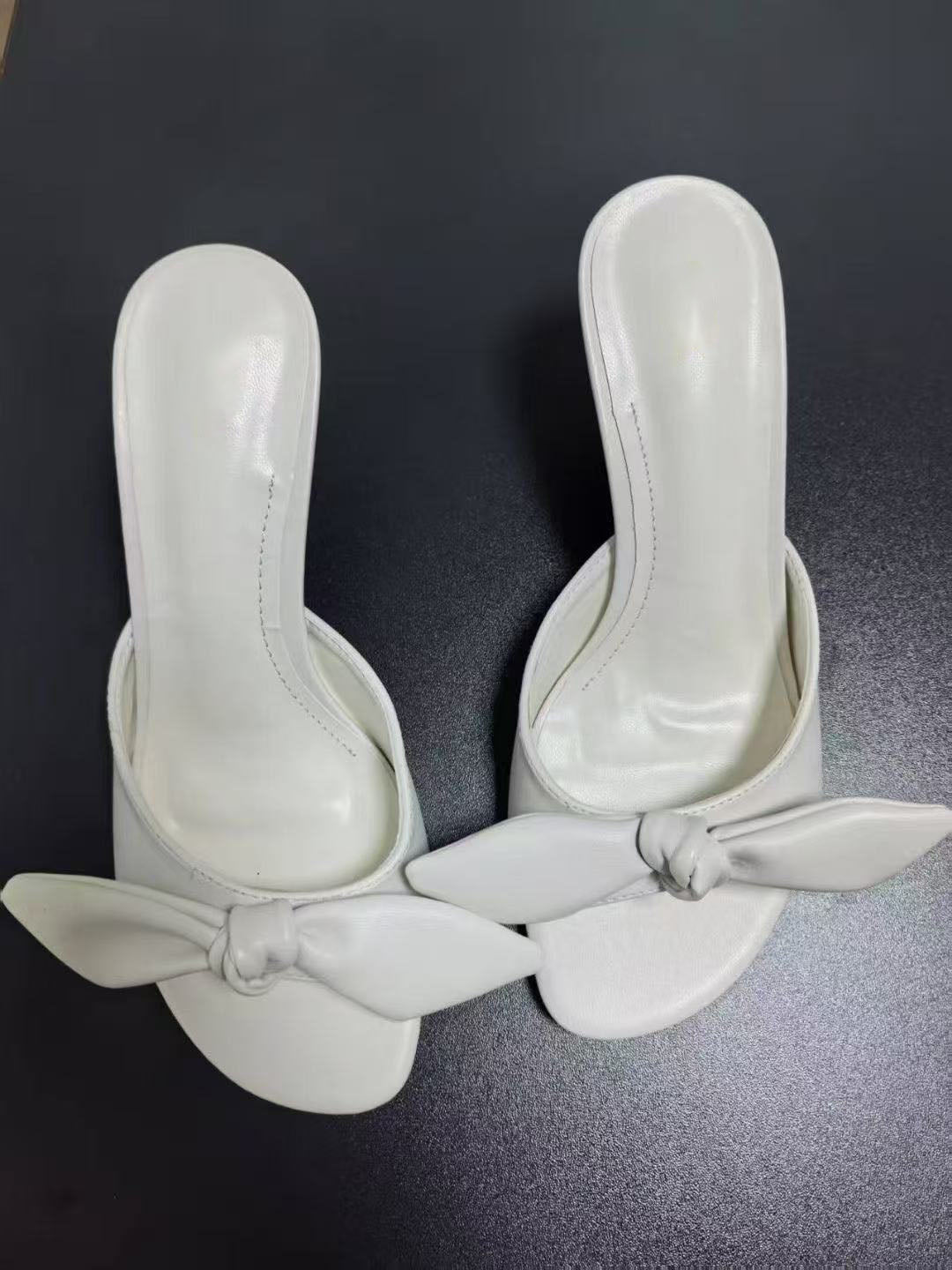 Women's 2025 New Fashion Joker Bow Decorated High Heels Sandals with Slippers.