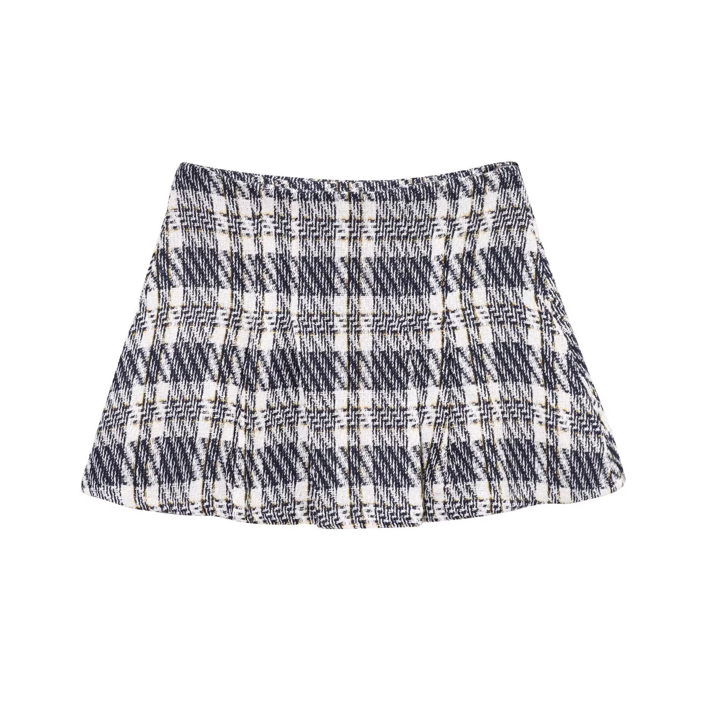 Women's new fashion casual single breasted plaid texture vest+Shorts Skirts suit