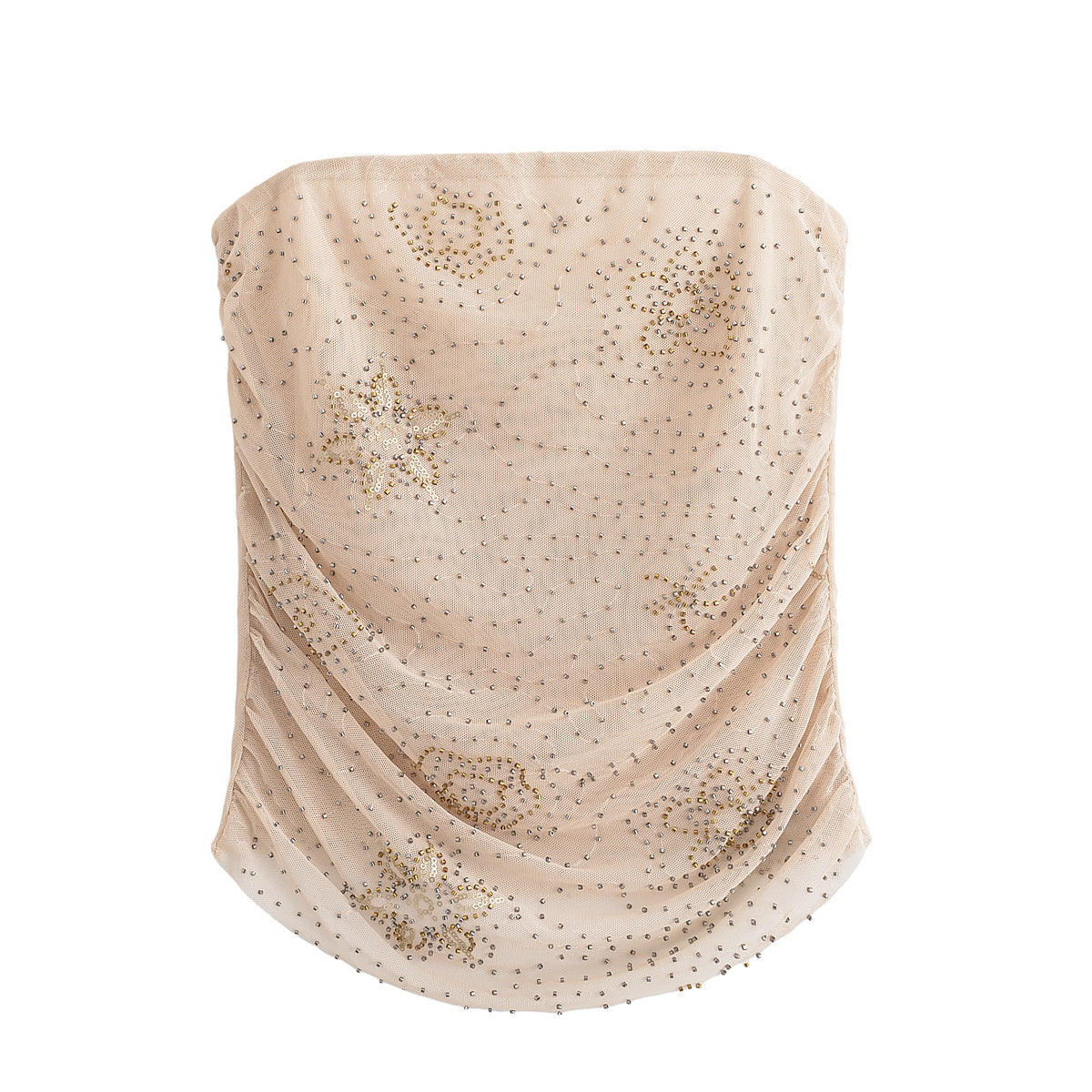 Women's new fashion with scarf slim bead decoration strapless top+Skirts Women's suit