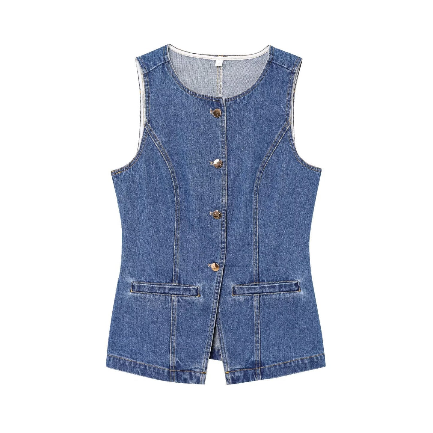 Suit women's 2-piece 2025 sleeveless denim vest retro women+shorts women's suit