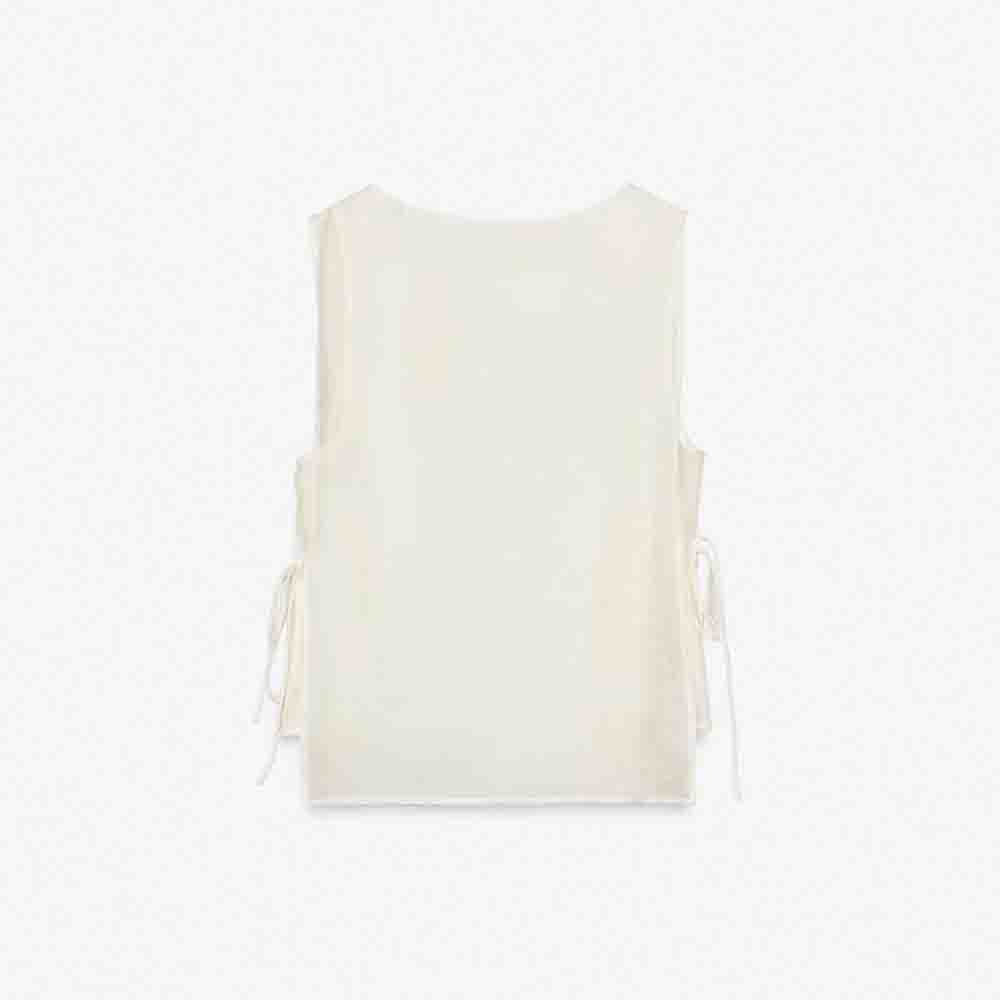 Women's new fashion wrinkle effect short sleeveless lace up shirt top