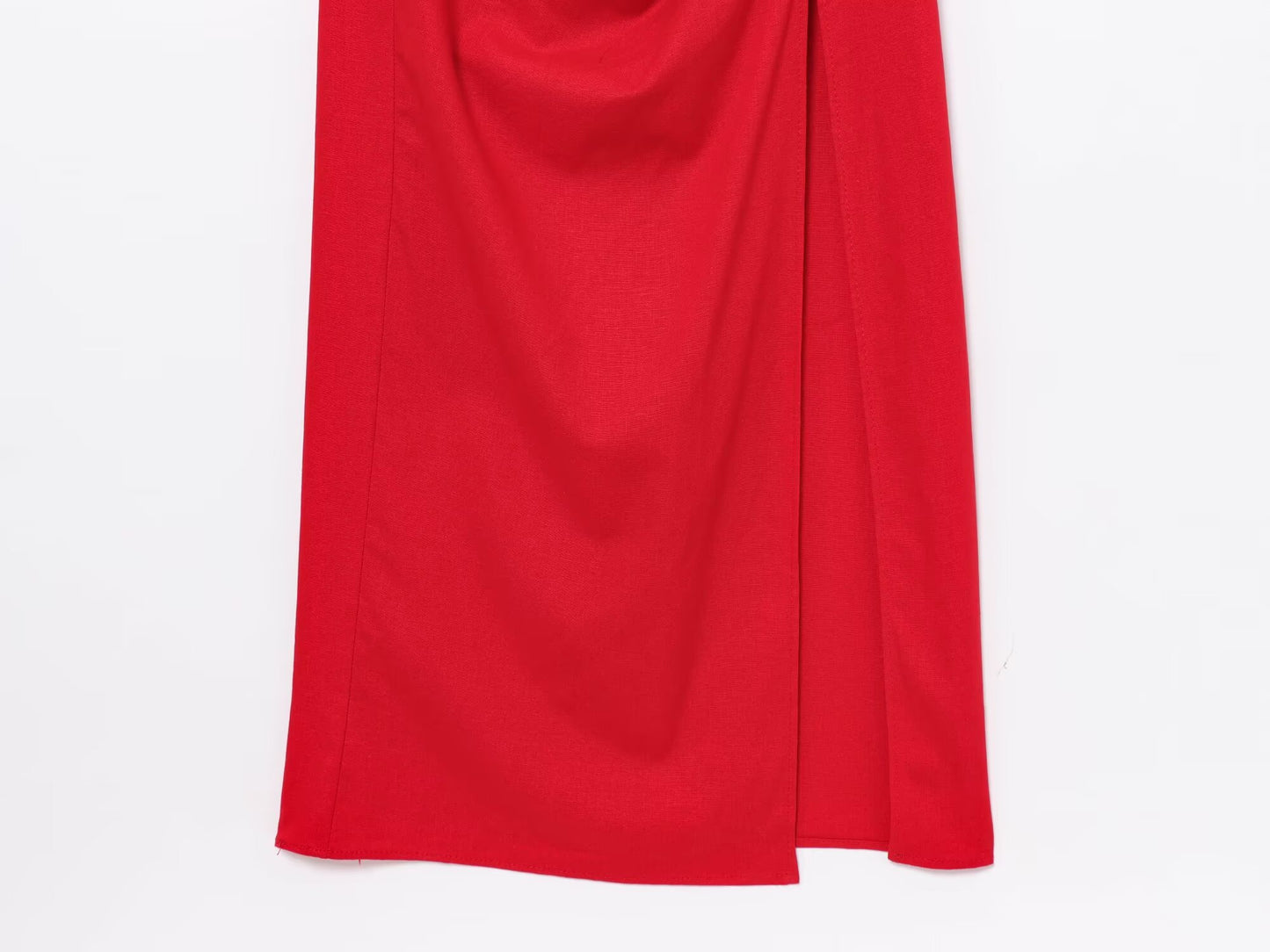 Women's new fashion pleated decoration tight corset style hanging neck MIDI dress