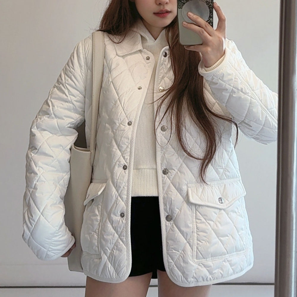 Women's new fashion Joker rhombic design autumn and winter coat
