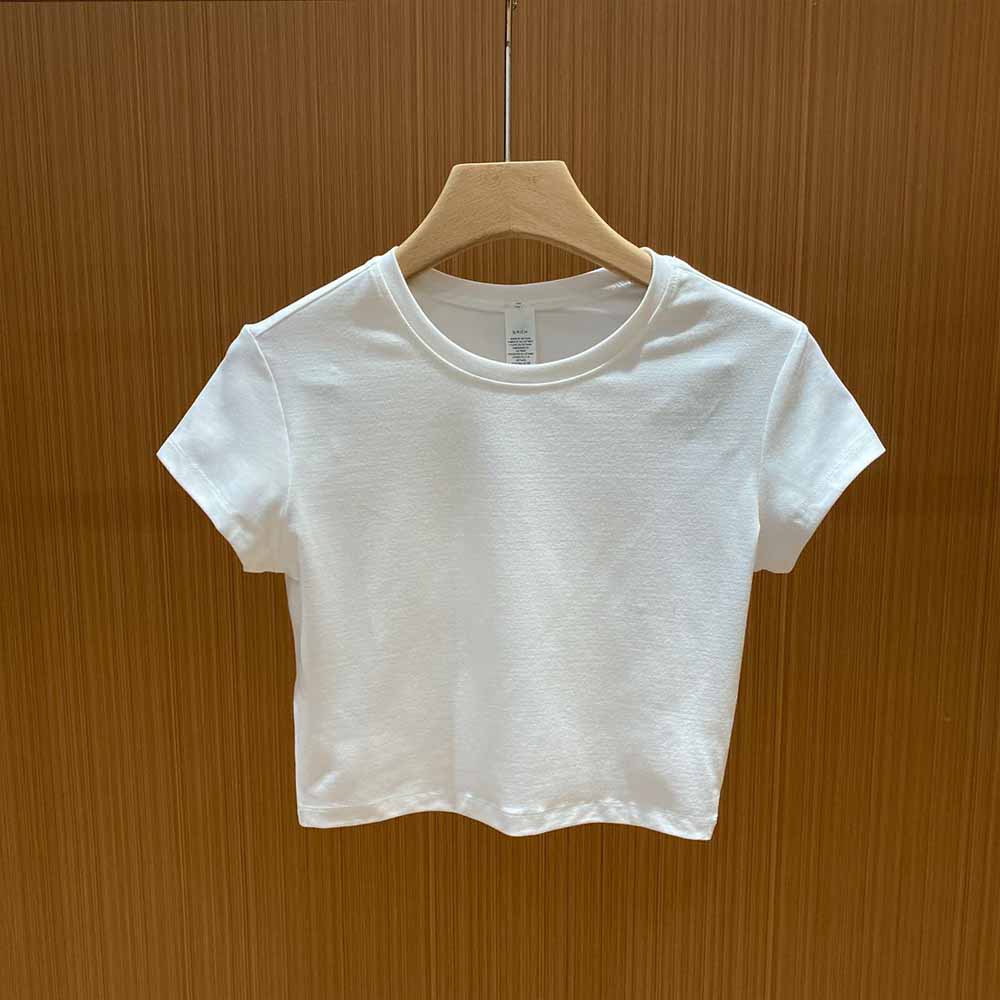 Women's New Fashion Sports Training Yoga Shoulder Short-sleeved T-shirt in Spring and Summer Women's Bottoming Short Blouse.