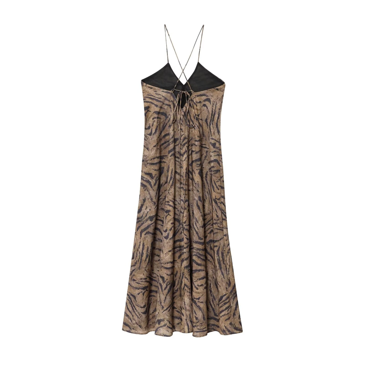 Women's Summer Fashion Vacation Style Sexy Printed suspender Midi Dress