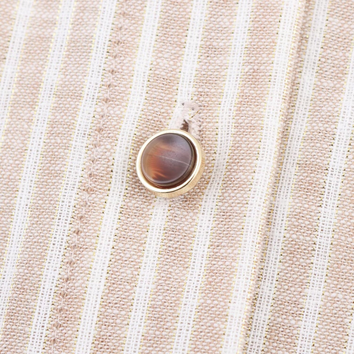 Women's 2025 new fashion casual single breasted striped shirt retro short sleeved women's shirt chic top